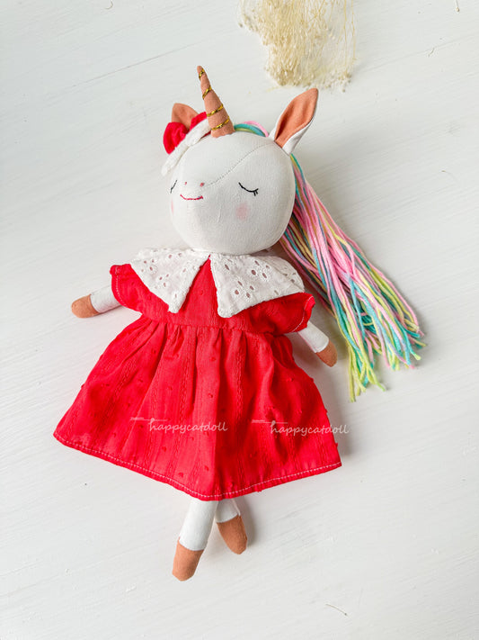 Unicorn with red dress