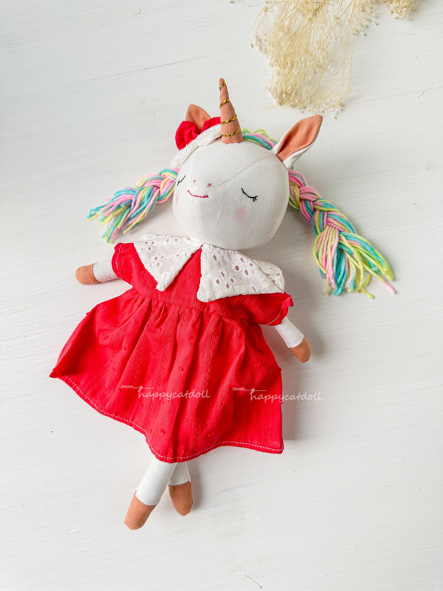 Unicorn with red dress