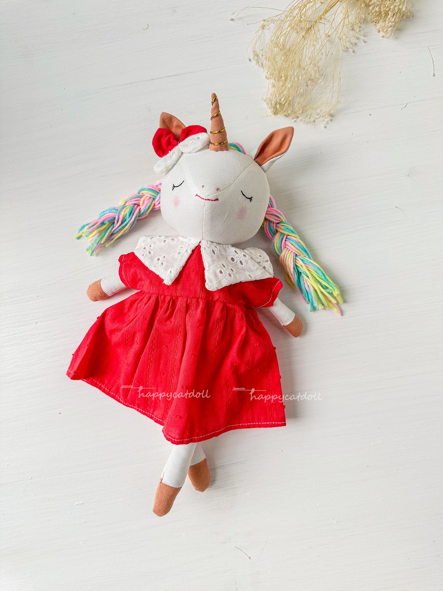 Unicorn with red dress