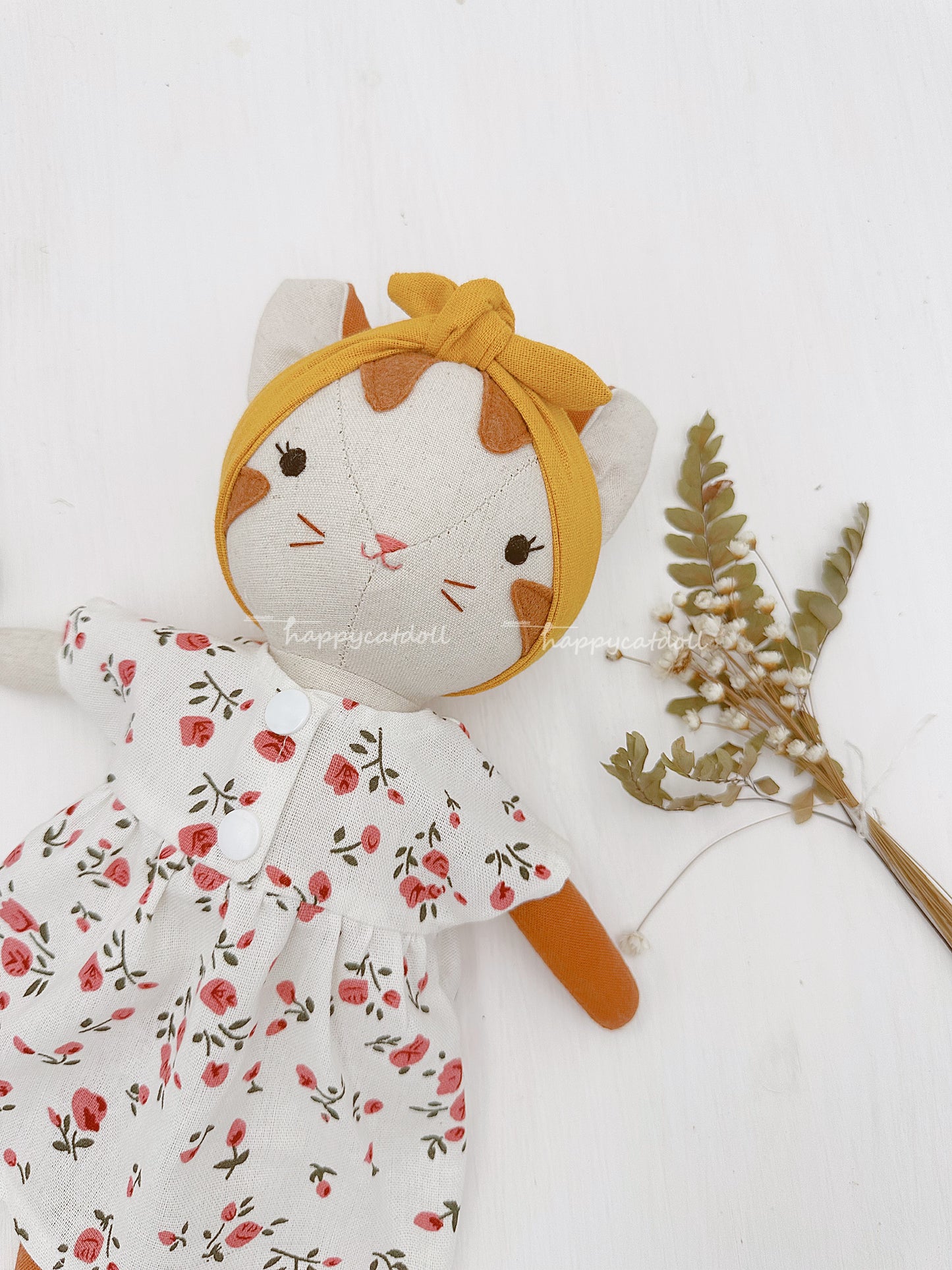 Cat doll with floral dress