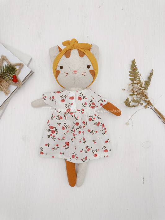 Cat doll with floral dress