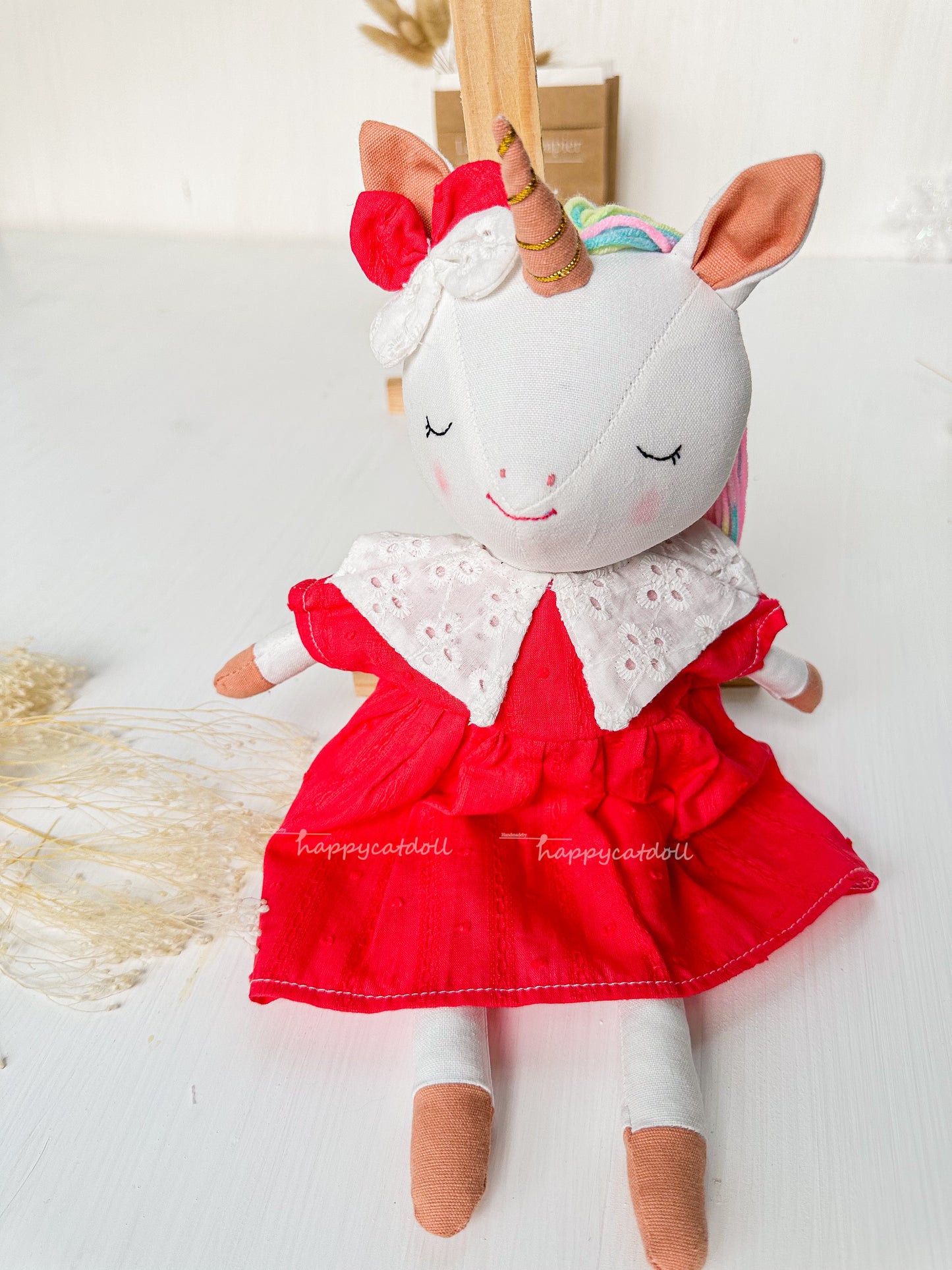 Unicorn with red dress